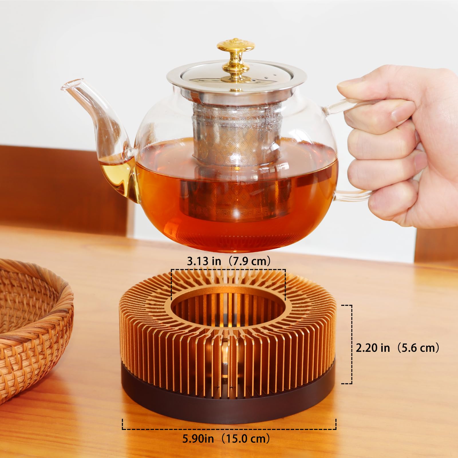 JUKFITA tetera con calor y luz suave para un ambiente acogedor