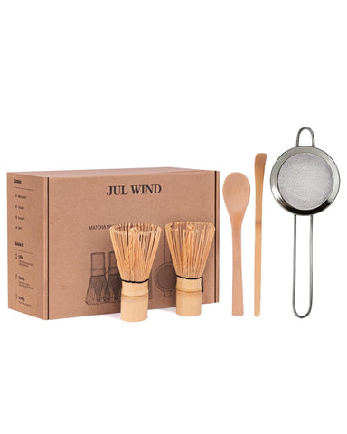 Batidor JUL WIND de bambú para matcha, dos piezas, ideal para mezcla suave.