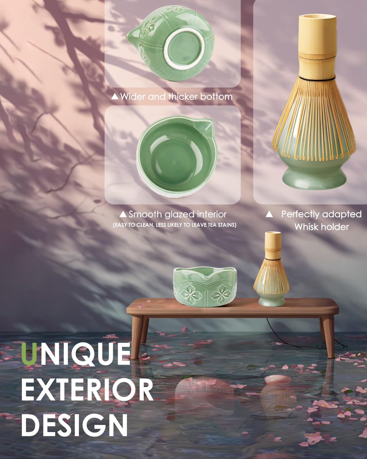 JUL WIND tazón para matcha cerámico para mezclar con facilidad