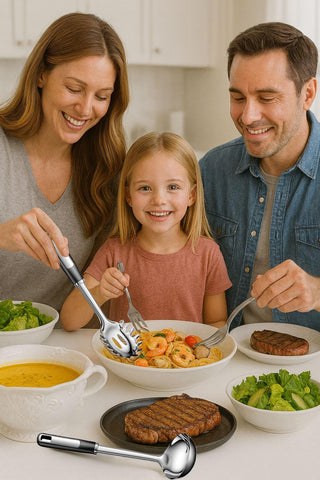 Ideal para cenas familiares JULIPRO, sirve sopa y pasta con estilo