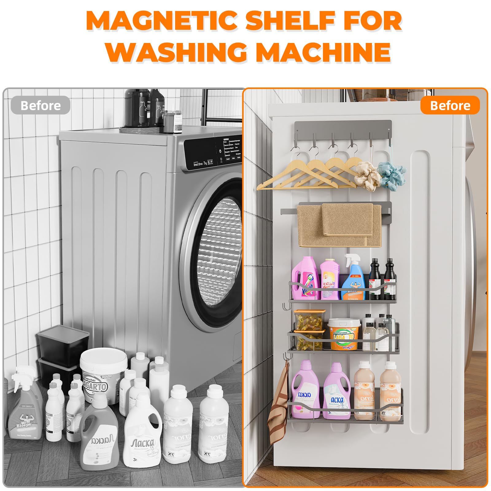 Soporte magnético para detergentes JulktLli, ideal en lavandería.