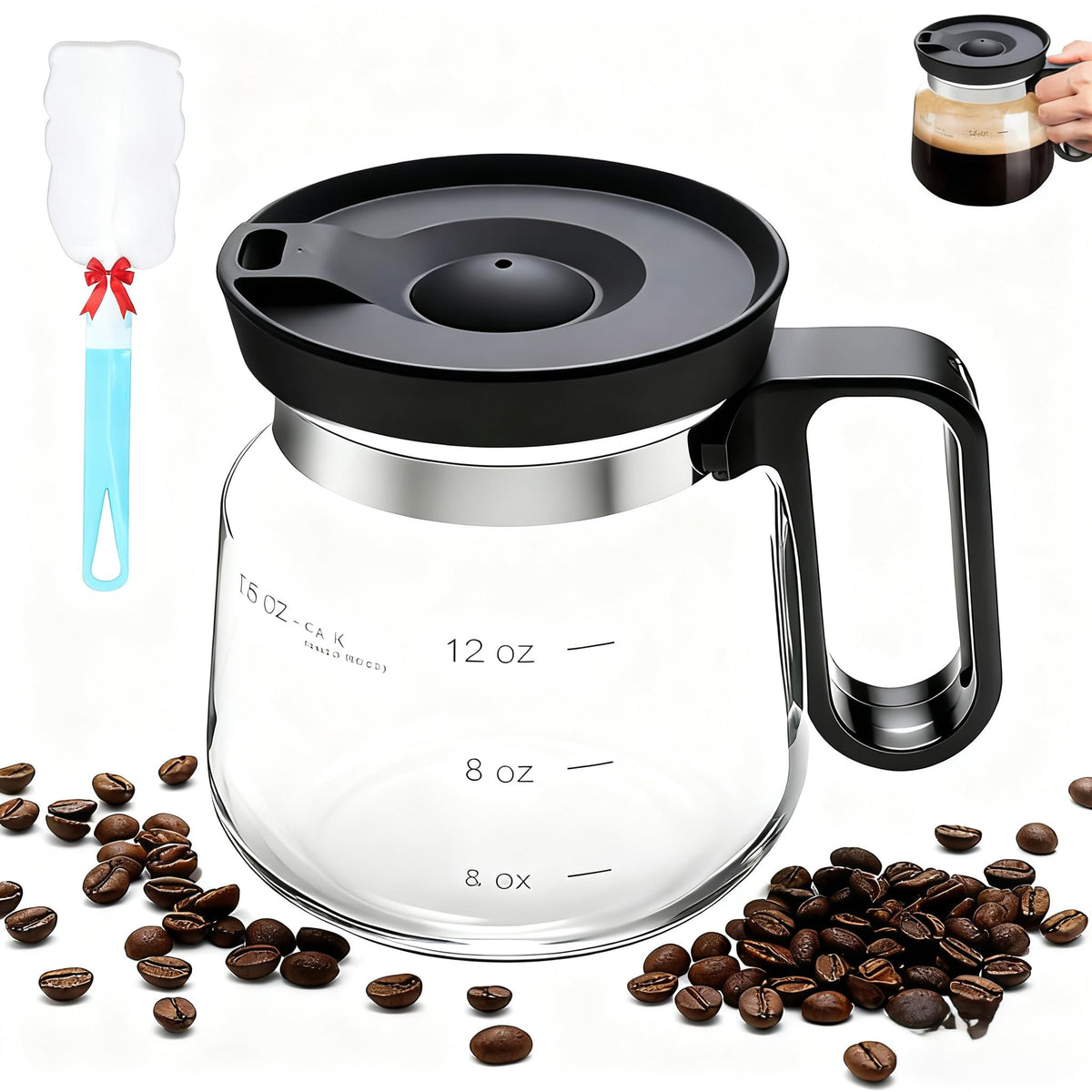 Taza mini cafetera Julyxi 16 onzas frente, diseño único para café diario.