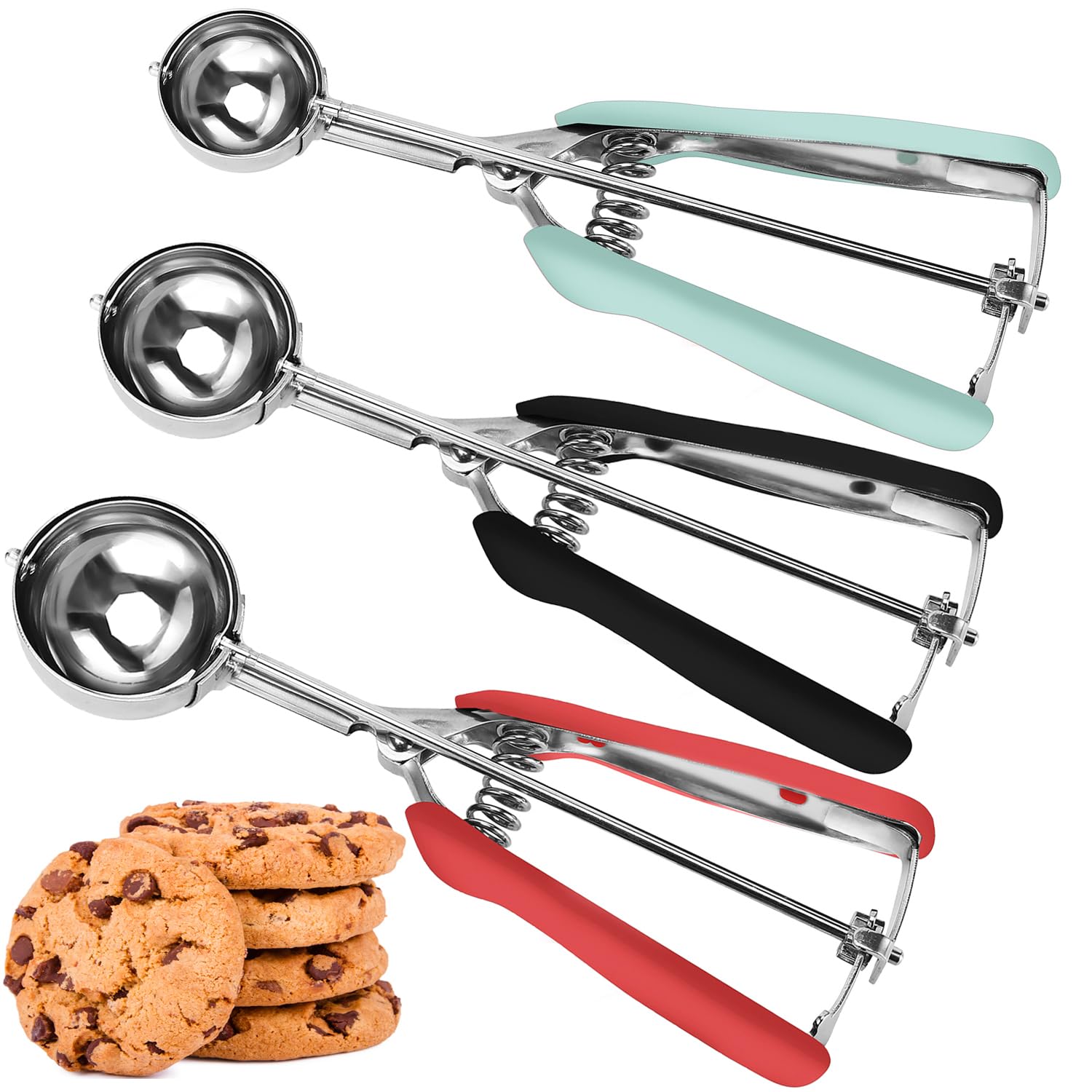 Cucharas JUNADAEL J para galletas en tres tallas, porciones precisas