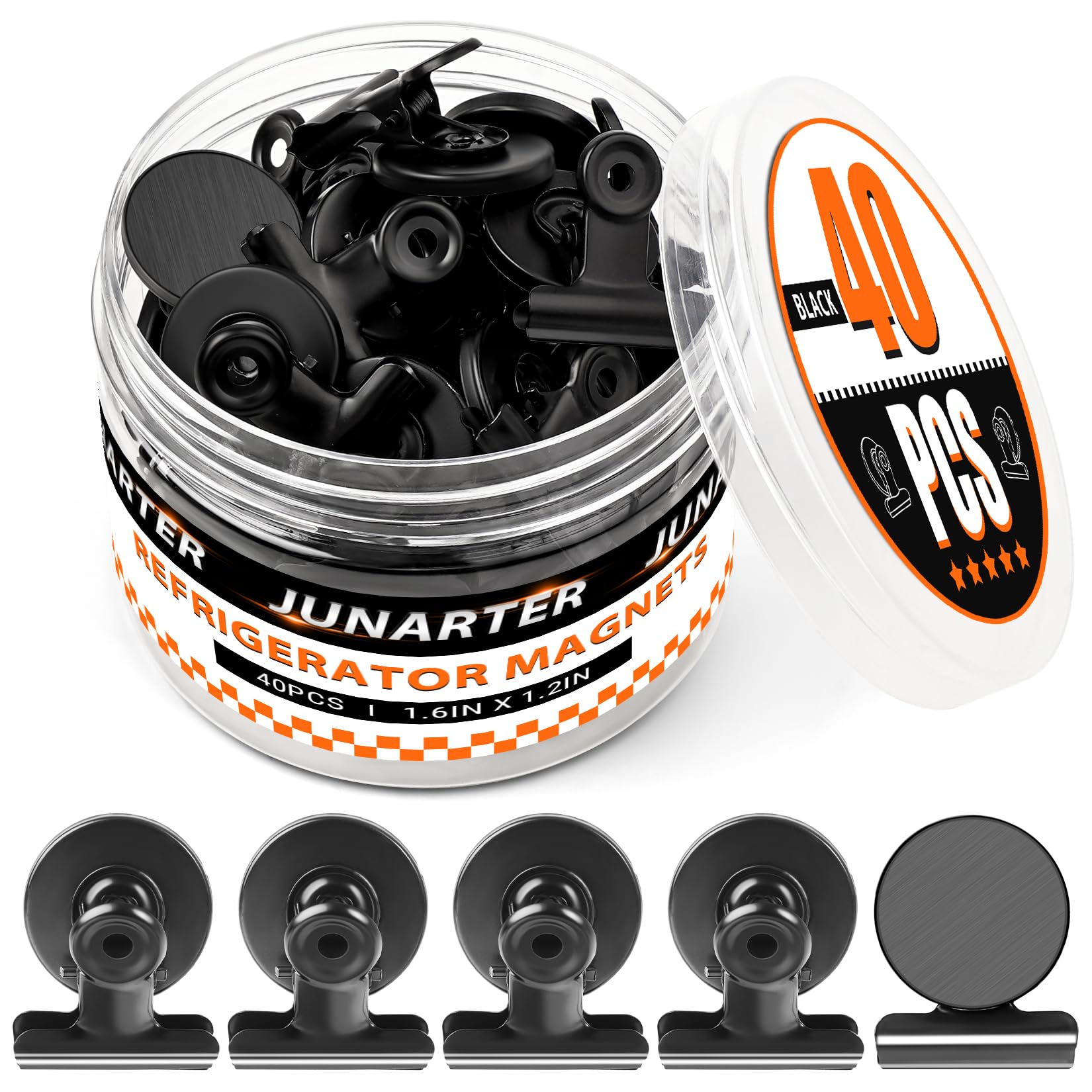 Junarter clip magnético resistente negro para frigorifico; mantiene notas seguras.