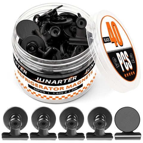 Junarter clip magnético resistente negro para frigorifico; mantiene notas seguras.