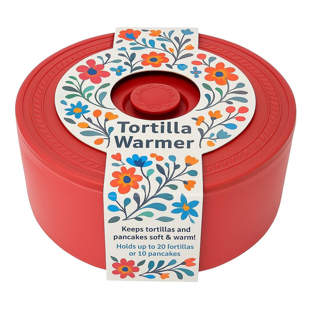 Juniperos calienta-tortillas-capacidad-xl mantiene tortillas calientes para 18 o más.