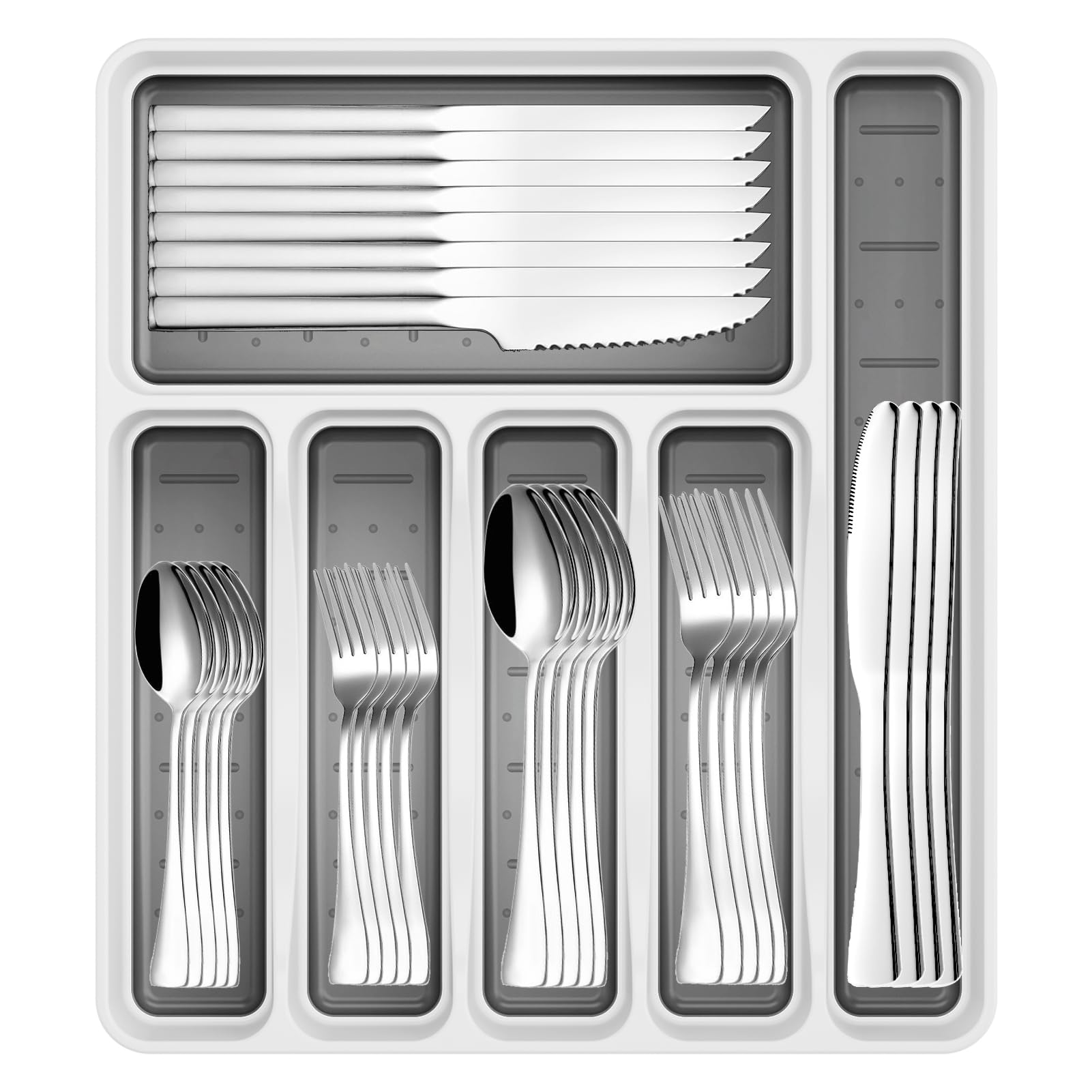 Conjunto de cubiertos JUNLIN 49 piezas con organizador para mesa ordenada