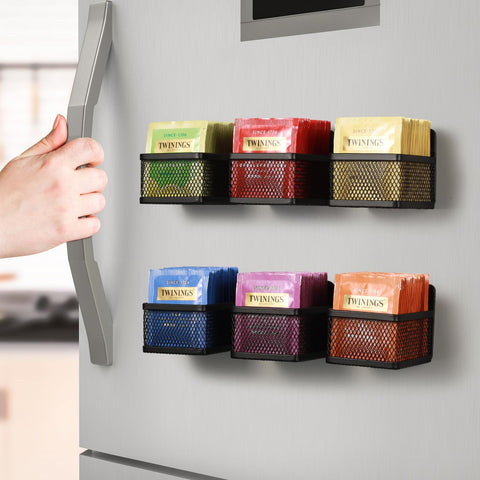 JUNLYNEST organizador magnético de té en frigorífico para acceso rápido.