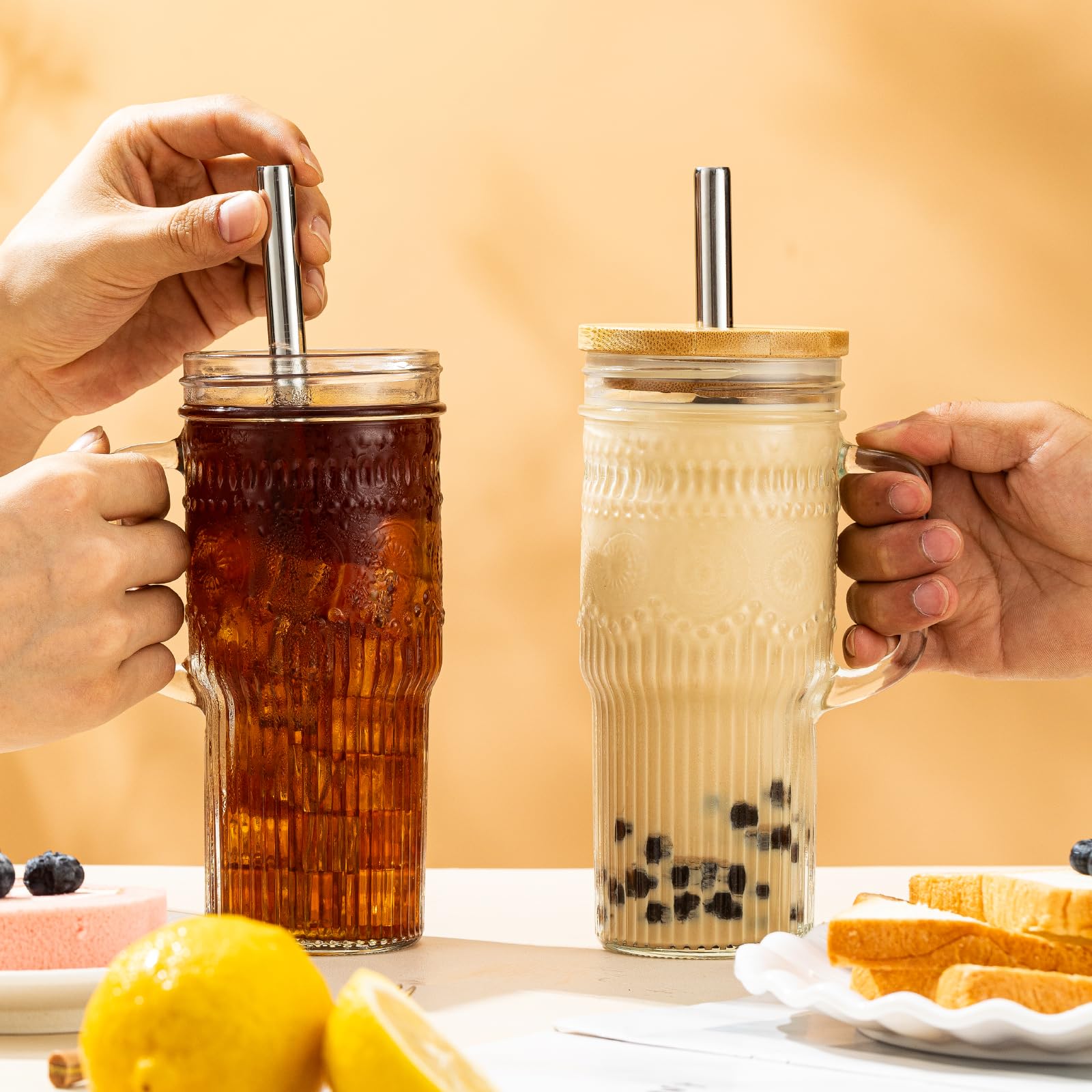Juego de 2 vasos JunVpic, ideal para bebidas frías y batidos.