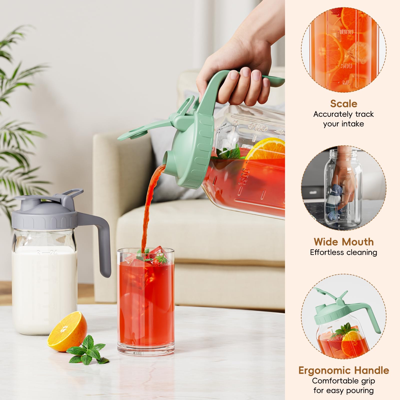 JunVpic Mango ergonómico para un agarre cómodo al verter