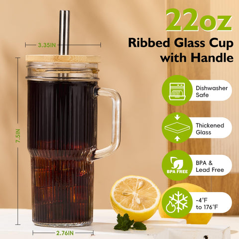 JunVpic vaso con mango, cómodo de sostener para bebidas heladas