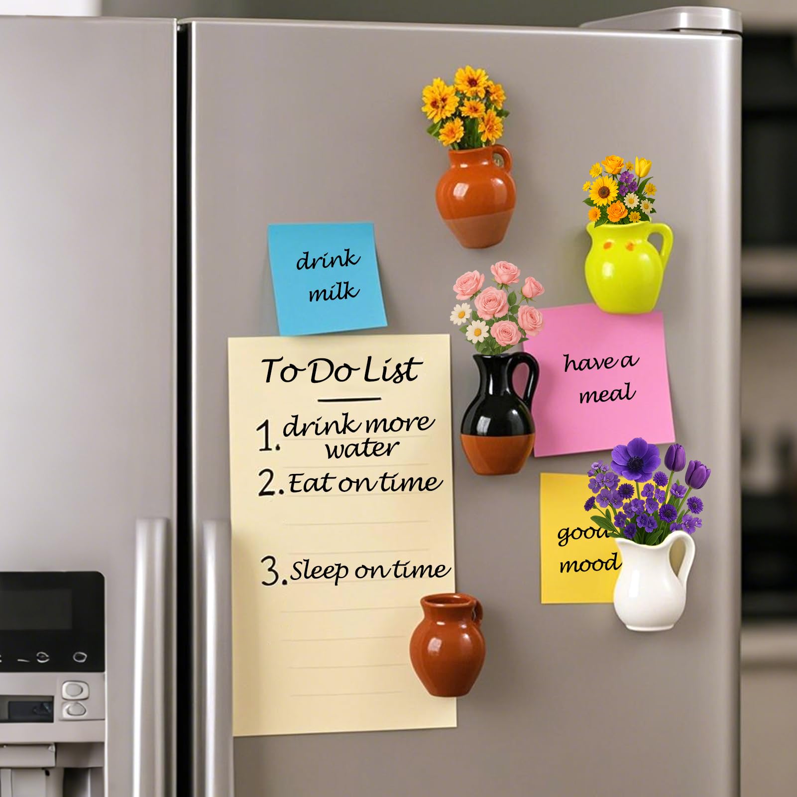Juome mini jarrón magnético para cocina con flores, detalle decorativo práctico.