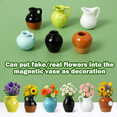 Juome mini jarrón magnético para dormitorio con flores, añade color relajante.
