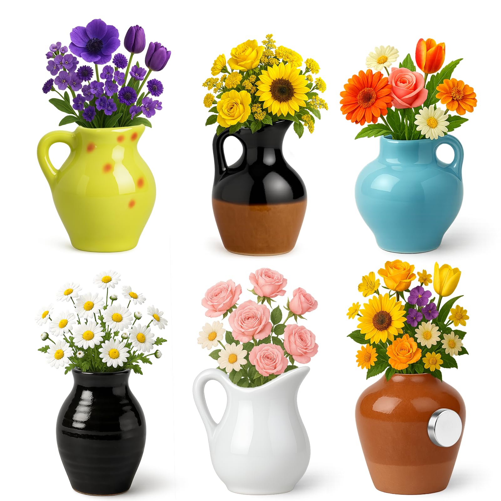 Juome mini jarrón magnético para frigorífico con flores, ideal para notas.