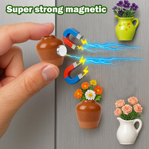 Juome mini jarrón magnético para pizarrón con flores, ideal para recordatorios.