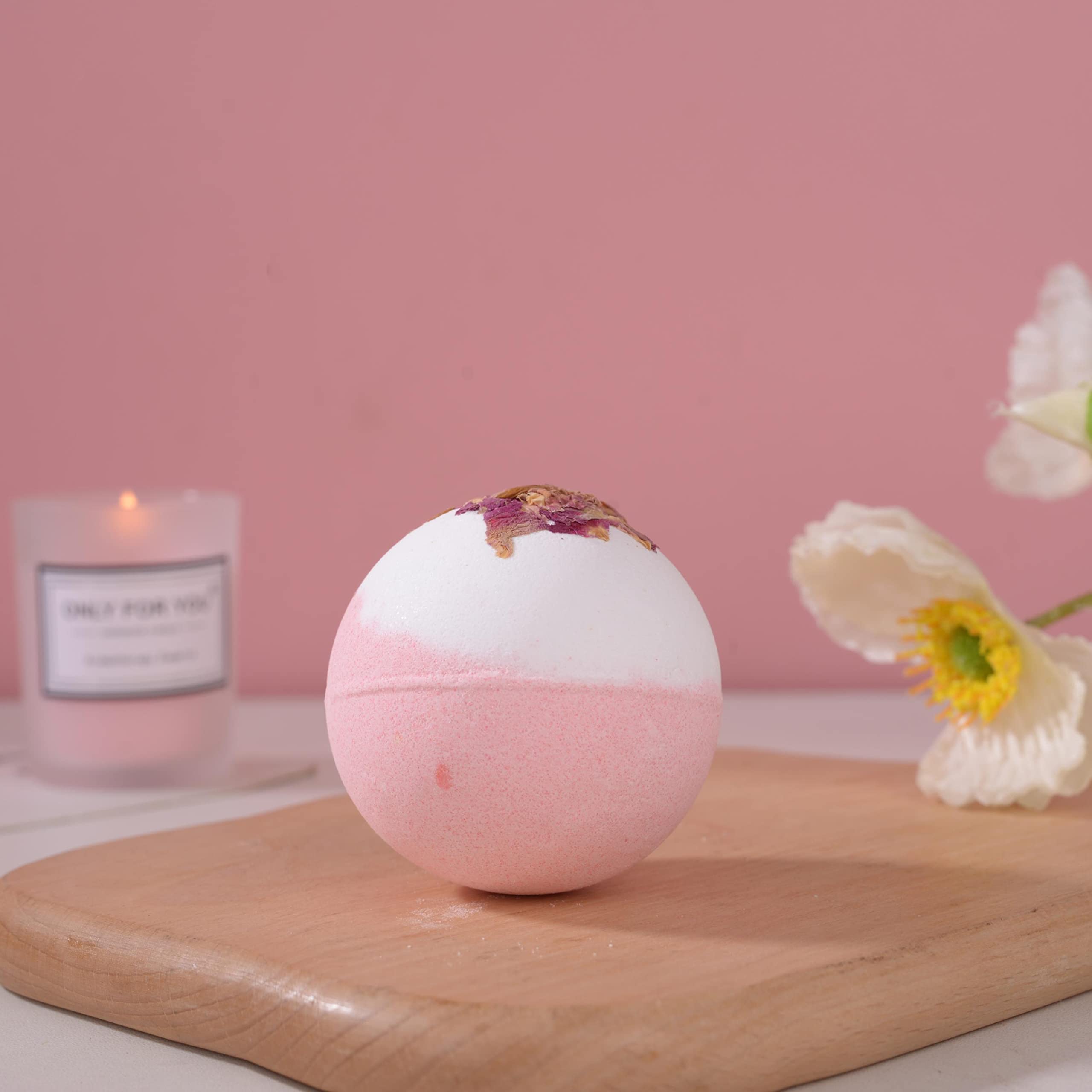 Bomba de baño rosa JUPOZOP; burbujeante para un baño reconfortante.