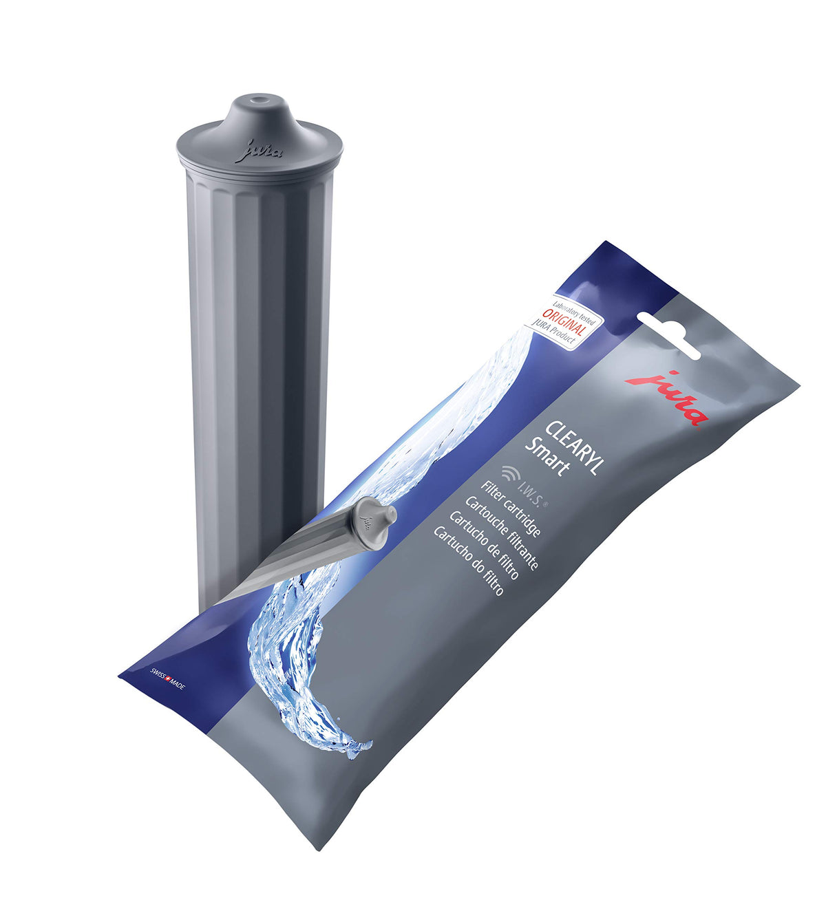 Jura Clearyl Smart, máquina de café gris en primer plano, ideal para control inteligente de filtros.