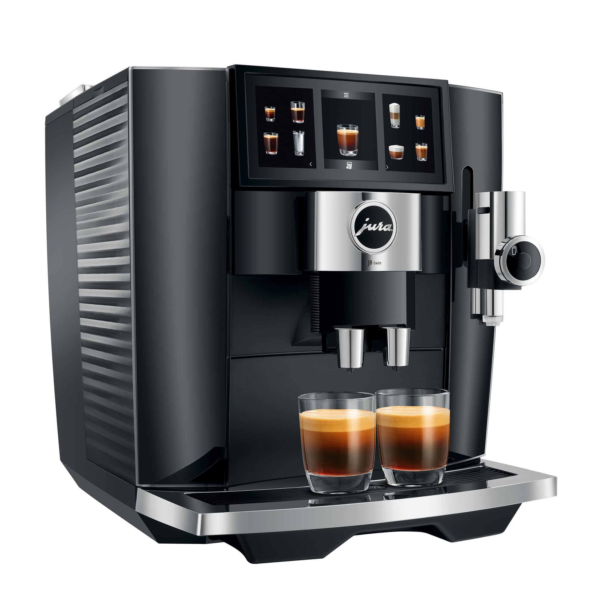 Jura J8 Twin con doble molino cónico para granos diferentes y frescura.