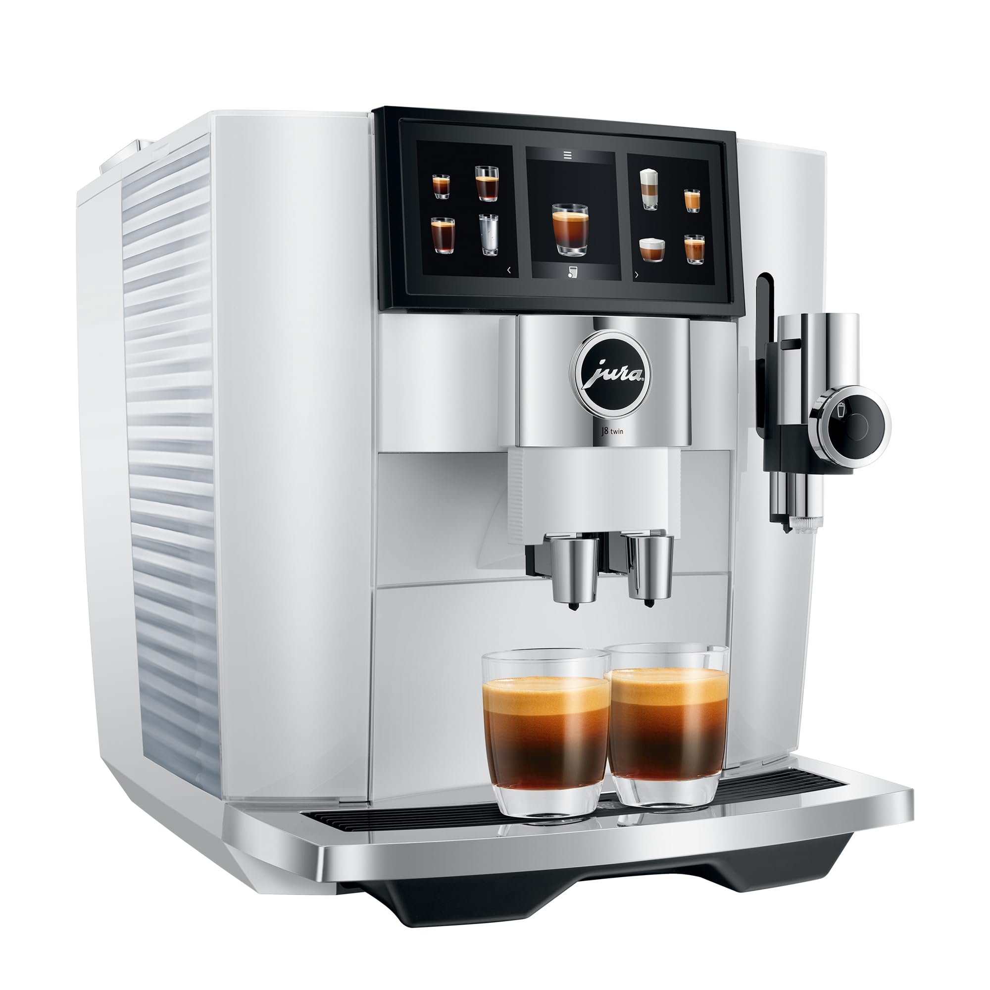 Jura J8 Twin muestra dos depositos de grano para variedad de bebidas