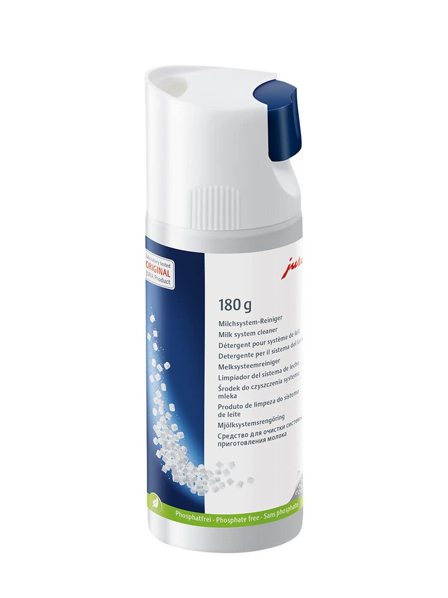 JURA Mini-tabs con dispensador para limpiar el sistema de leche y mantener espuma suave.