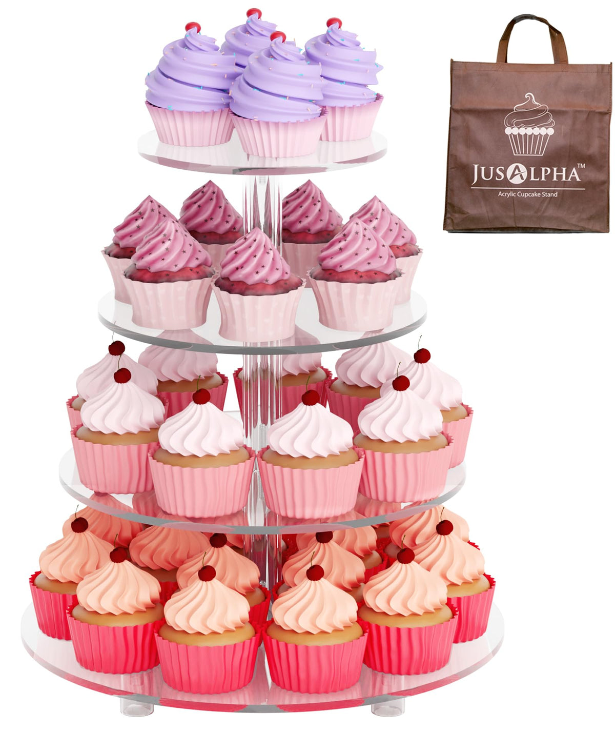 Bandeja Jusalpha de 4 niveles para cupcakes, ideal en bodas.