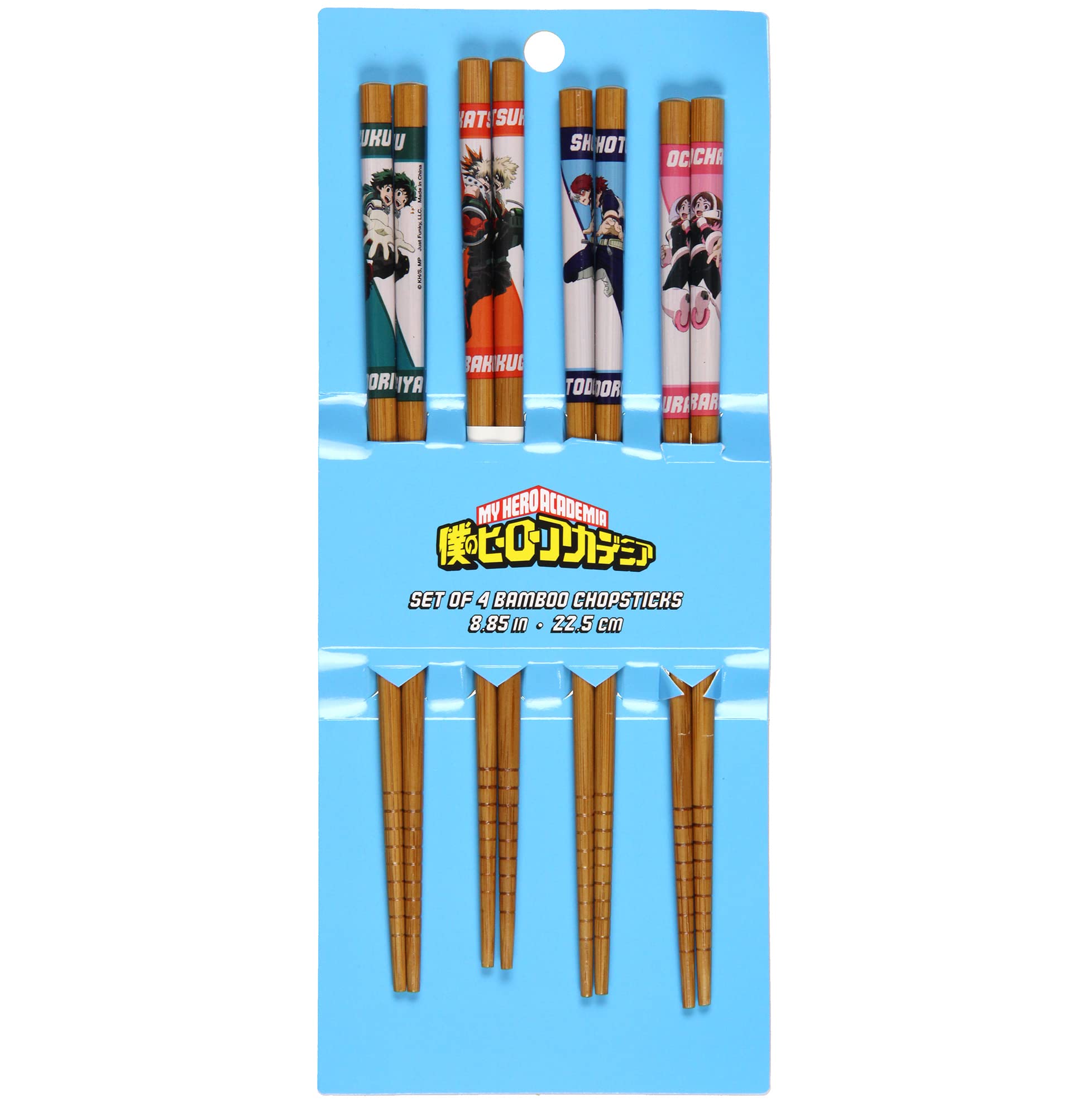 Just Funky Mi Héroe Academia palillos de bambú para uso diario.