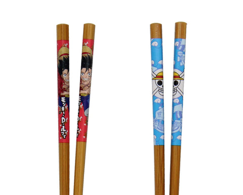 JUST FUNKY palillos con Luffy en acción y kanji, ideales para sushi.
