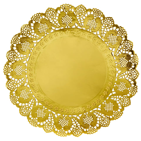 Juvale acabado brillante dorado lace redondo de 12 pulgadas ideal para presentaciones de aperitivos