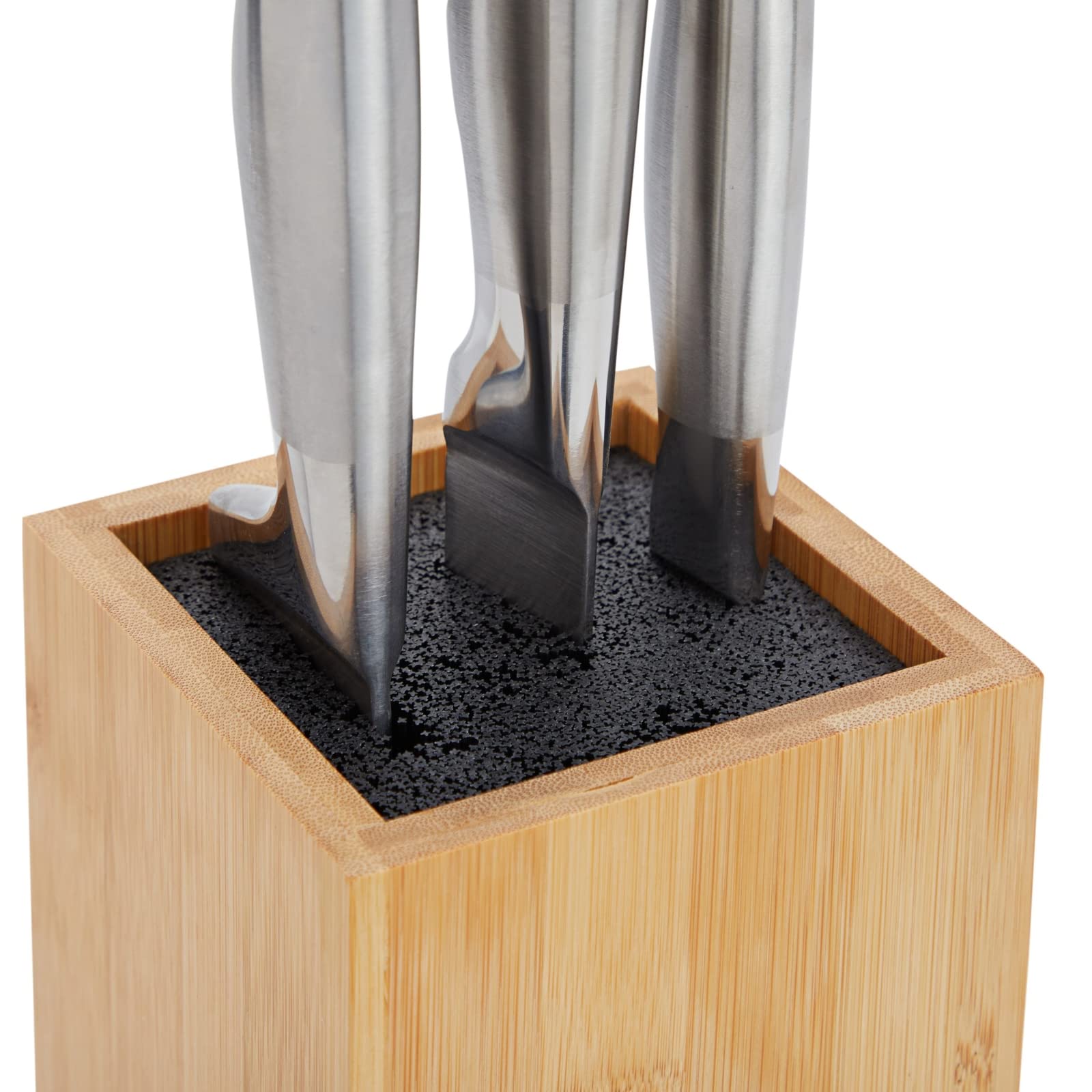 Juvale bloque universal sin ranuras, diseño limpio para encimeras.