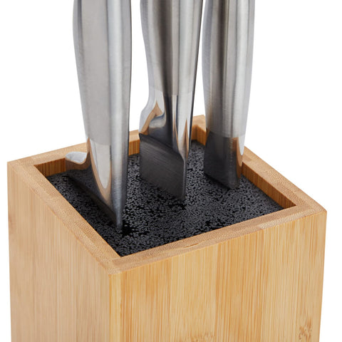 Juvale bloque universal sin ranuras, diseño limpio para encimeras.
