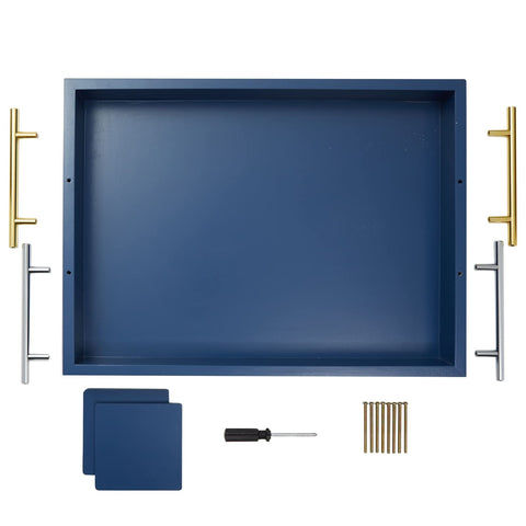 Juvale bandeja azul decorativa añade carácter rústico a tu habitación.