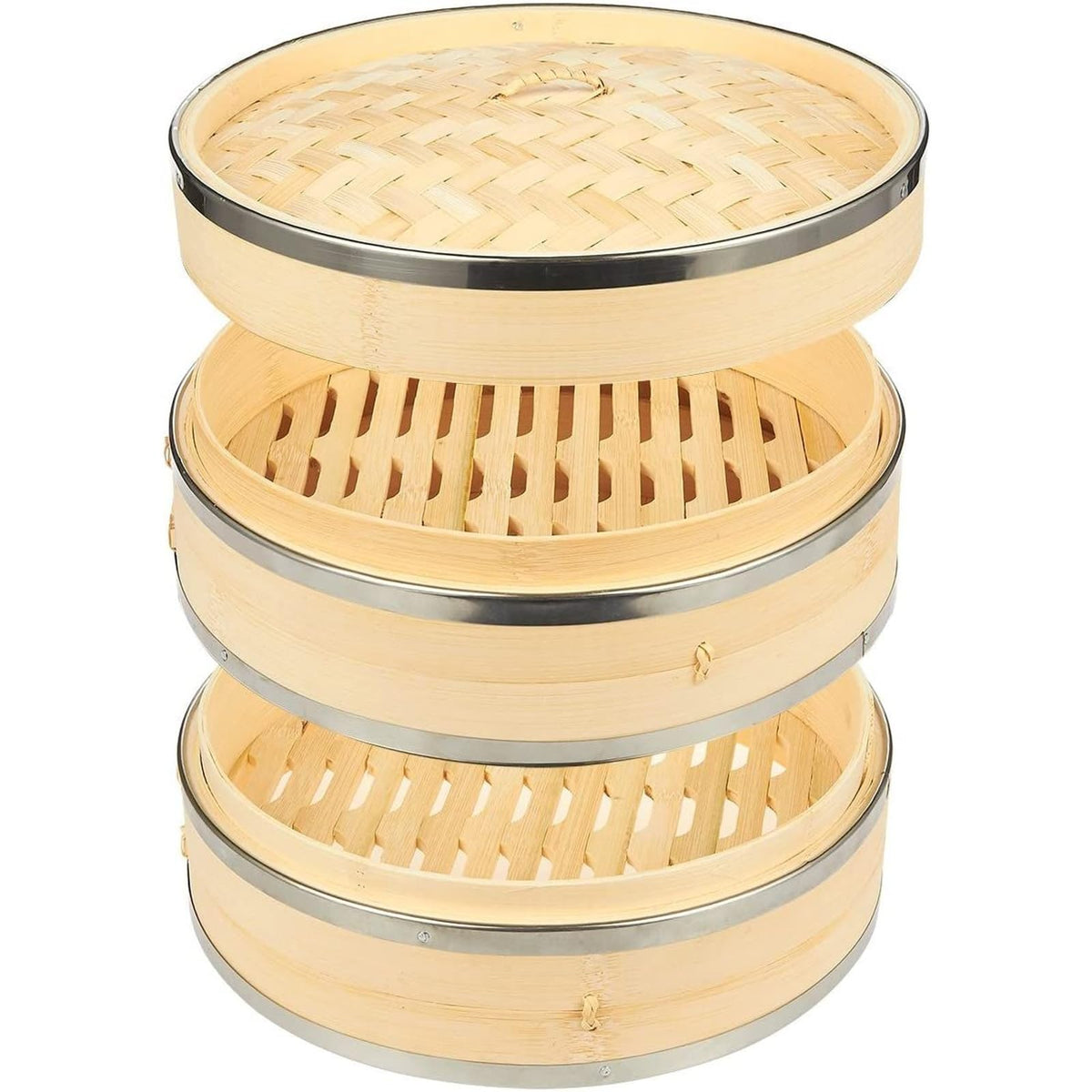 Juvale bandeja vapor dos niveles en bambú para cocinar al vapor