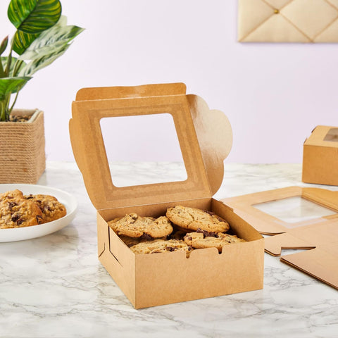 Caja Juvale para regalos de galletas de 6x6 enfatiza presentación.