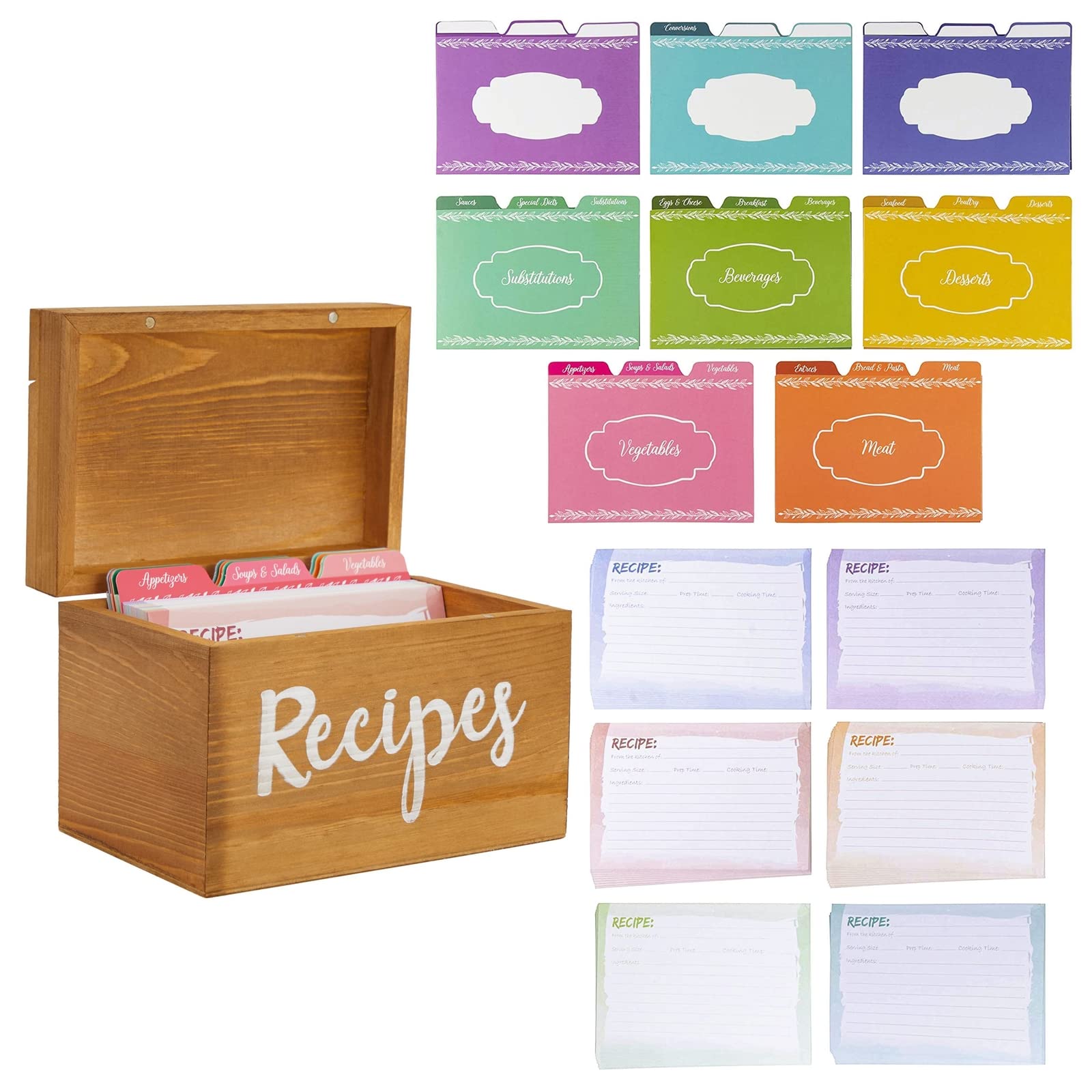 Caja Juvale de recetas, vista frontal, organización elegante para tus recetas favoritas