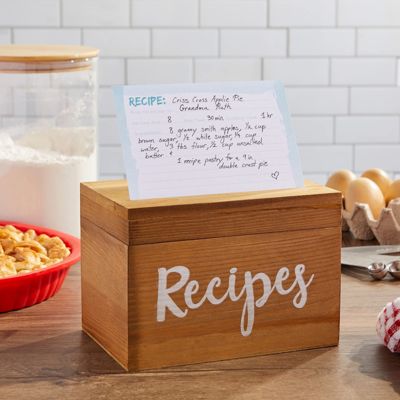 Juvale caja de recetas con tapa abatible, acceso rápido a tus recetas