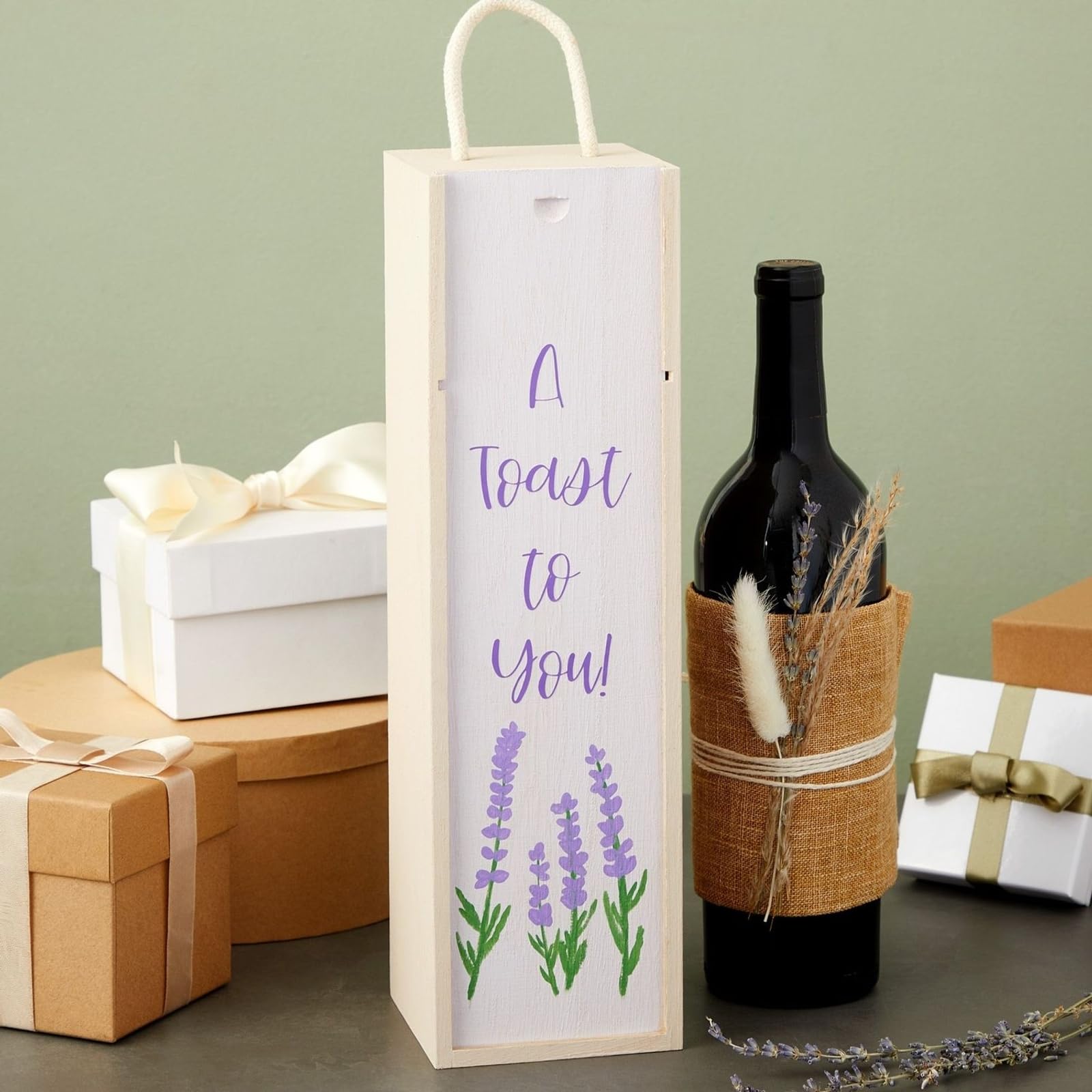 Juvale: asa resistente para llevar la caja de vino con estilo.
