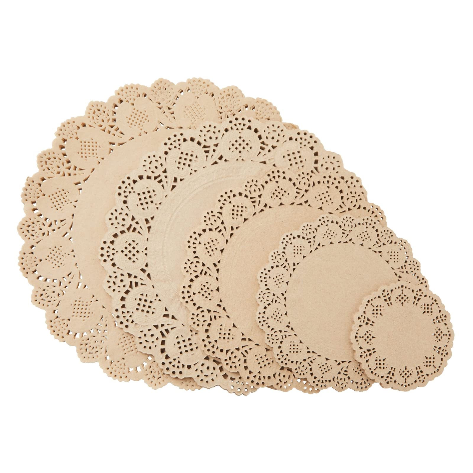 Juvale encajes de papel marrón de 4 pulgadas, base elegante para platos.