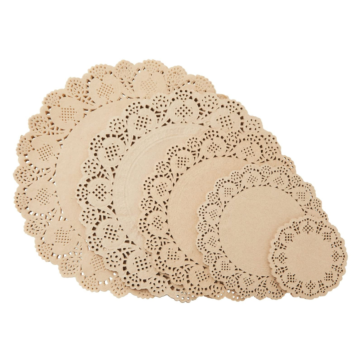 Juvale encajes de papel marrón de 4 pulgadas, base elegante para platos.
