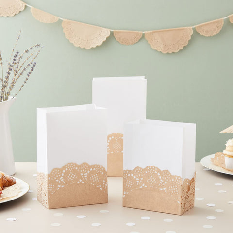 Juvale encajes de papel marrón de 6.5 pulgadas, añade textura rústica a la mesa.