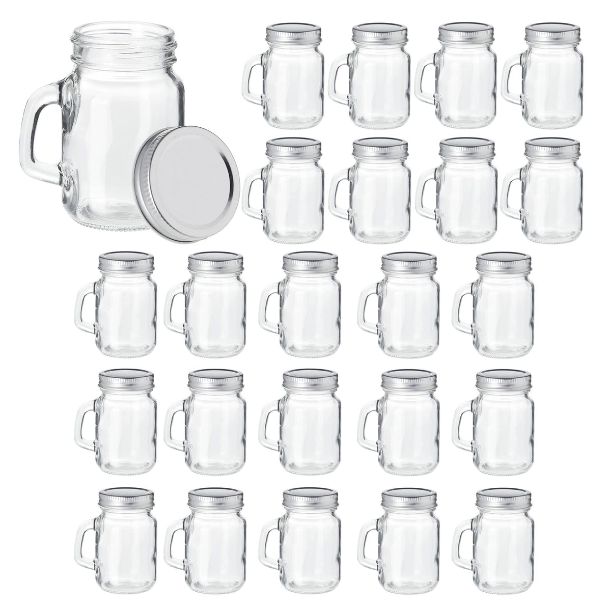 Frasco Juvale de cristal con asa de 4 oz para porciones y transporte.