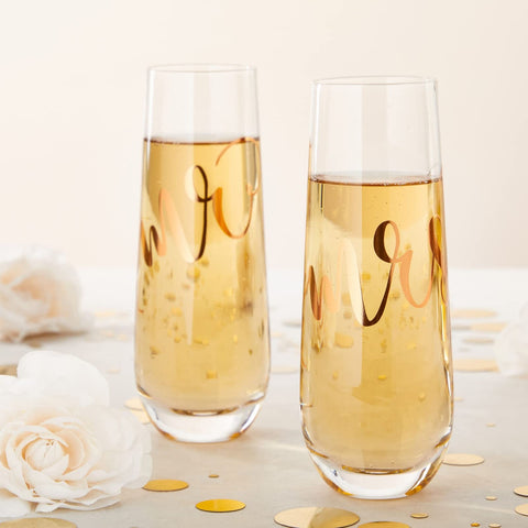 Grabado Sr. y Sra. en copas Juvale para regalo de boda