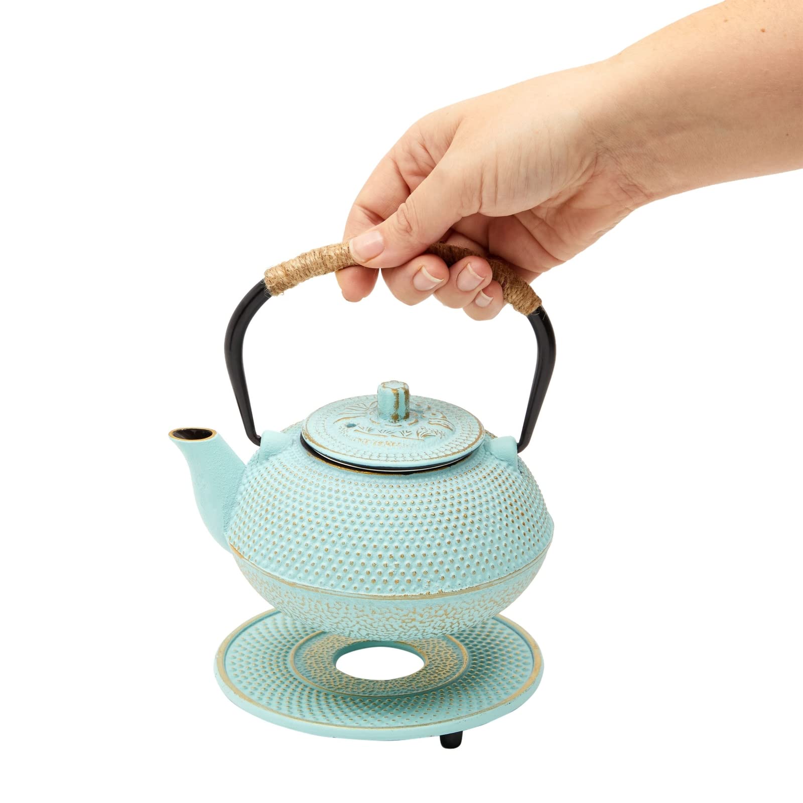 Juvale hervidor japonés verde estilo tetsubin, diseño elegante