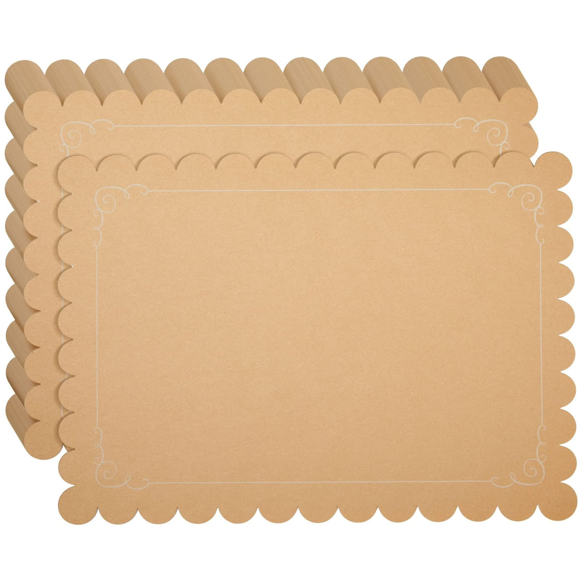 Juvale mantel de papel festoneado 10x14 marrón, base elegante y fácil limpieza.