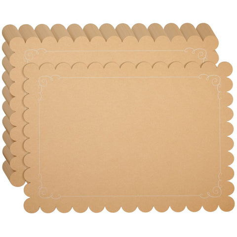 Juvale mantel de papel festoneado 10x14 marrón, base elegante y fácil limpieza.