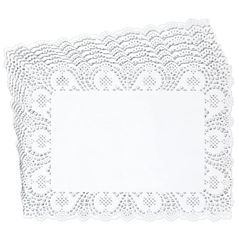 Manteles de papel rectangulares con encaje blanco de Juvale para mesa elegante.