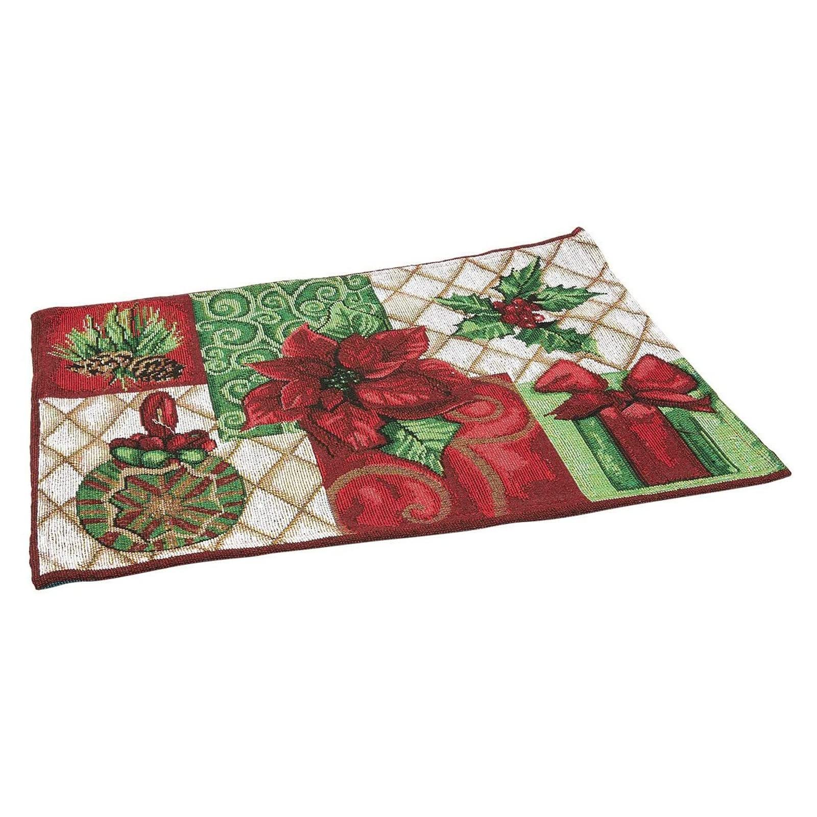 Manteles Juvale rectangulares con poinsettia, cuidado fácil y limpieza rápida