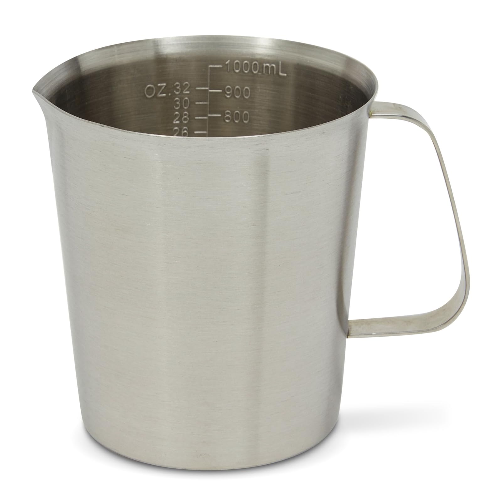 Juvale tazas medidoras de acero inoxidable con mango ergonómico para verter con precisión.
