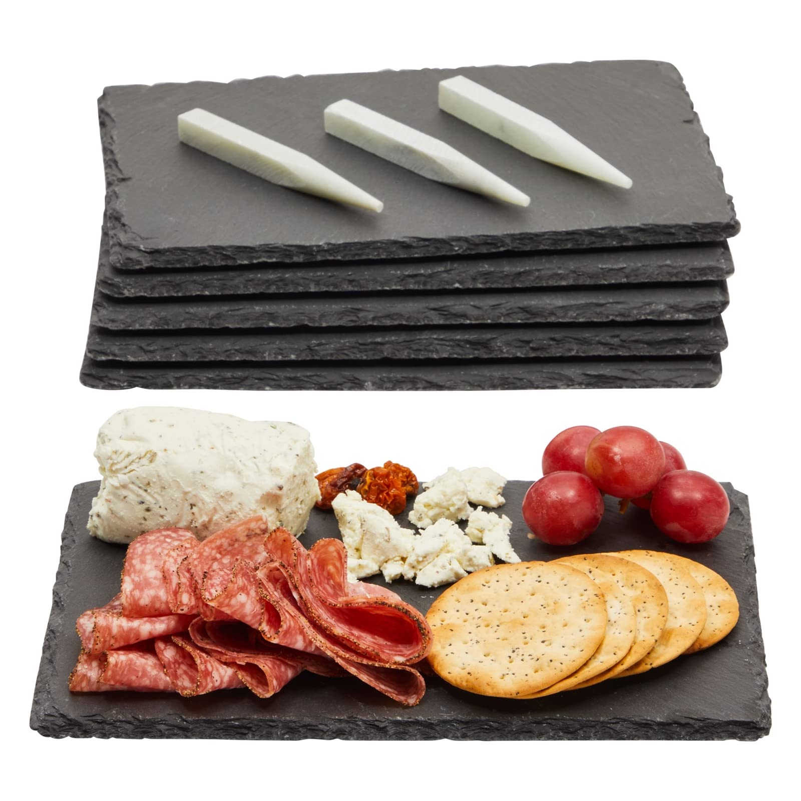 Juvale mini tableros de pizarra negra para 6 piezas, ideales para presentaciones elegantes.