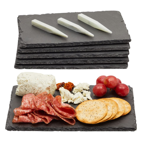 Juvale mini tableros de pizarra negra para 6 piezas, ideales para presentaciones elegantes.