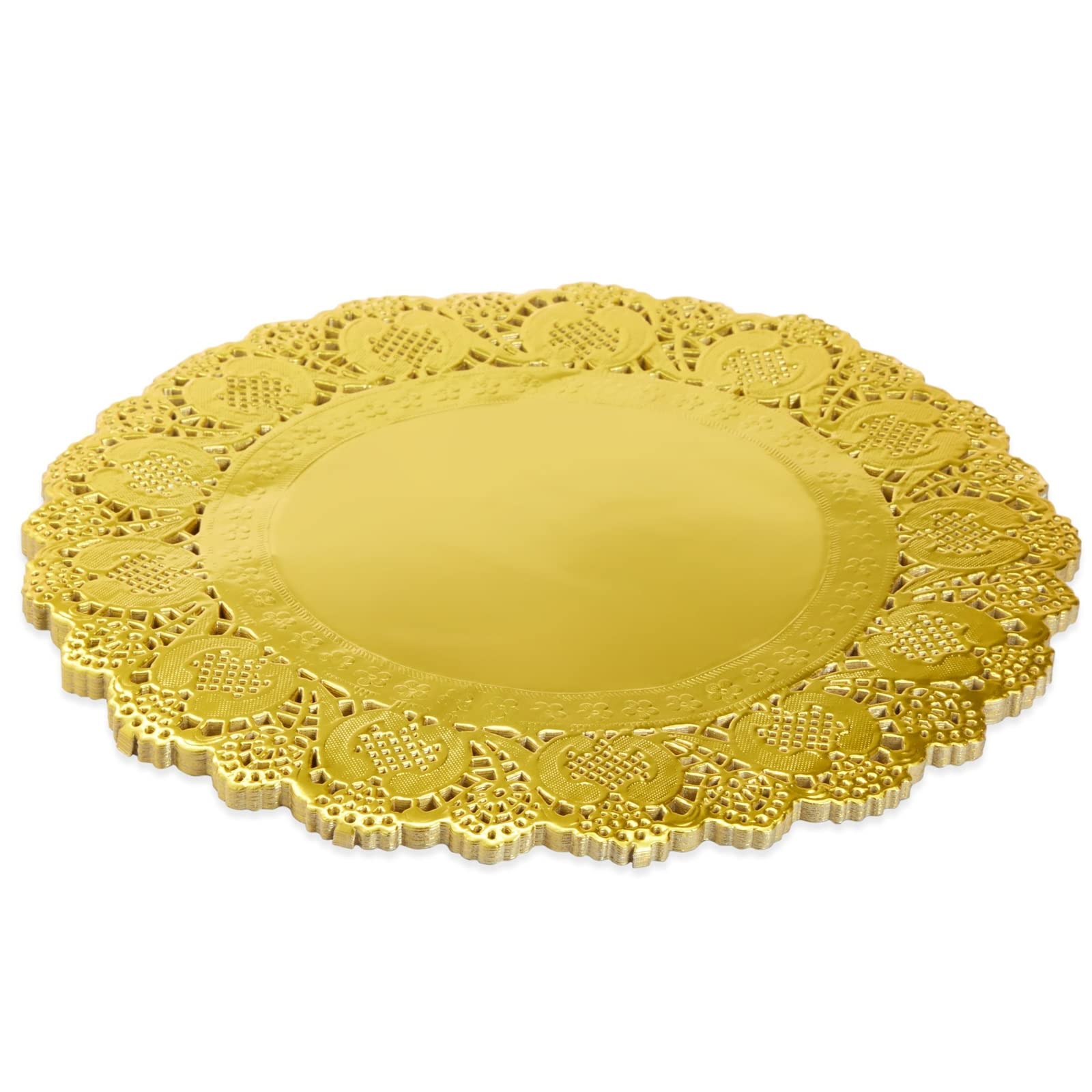 Juvale placa papel dorado lace redondo de 12 pulgadas uso rápido y limpio tras la comida